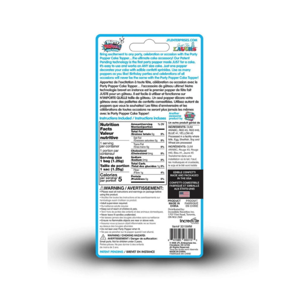 Candle - Party Popper! Cake Topper, Confetti Popper