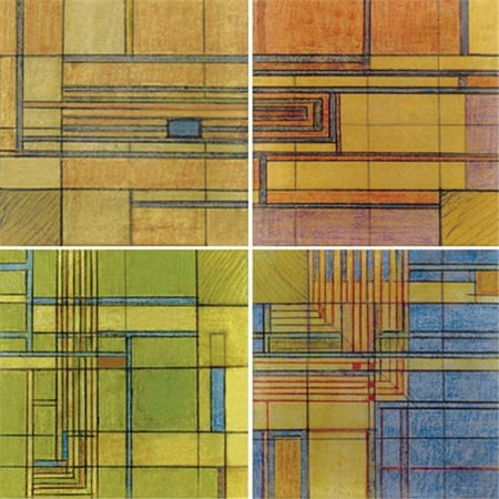 Frank Lloyd Wright Coasters - Hindostone Products-CoasterStone Frank Lloyd Wright Hillside Rug Absorbent Coasters