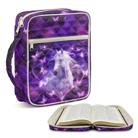 chaqlin Quilted Bible Covers Book Holder Handbag Love Heart Butterfly Horse Bible Protector Cover for Women Quilted Bibles Holder Study Supplies for Christians Women Men