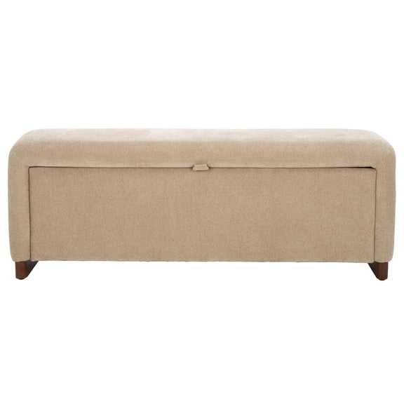 SAFAVIEH Kowal Solid Linen Mid-Century Bench with Storage, Sand