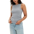 thumbnail image 4 of ATHLECHIC Women's Ruched Summer Ribbed Crew Neck Sleeveless Shirts S Gray, 4 of 5