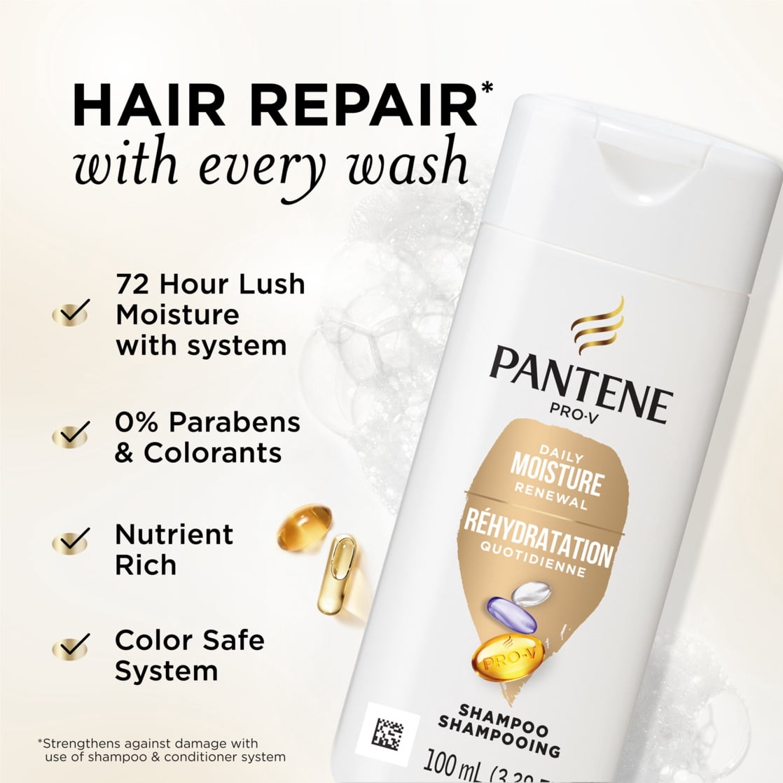 (3 pack) Pantene Pro-V Shampoo, Daily Moisture Renewal, for All Hair Types, 3.38 fl oz