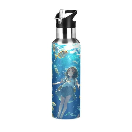 

Sports Bottle，An Undersea World Girl10.8 ×2.8 The Inside of The Kettle Is Made of Food Grade 304 Stainless Steel