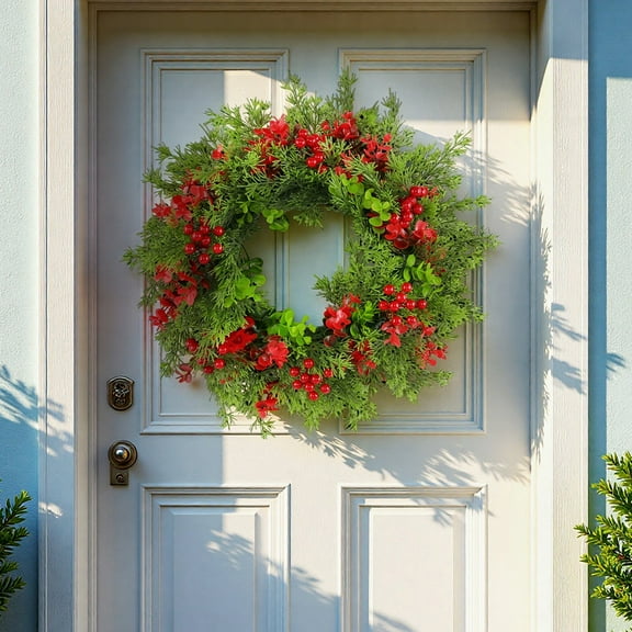 Noothes Artificial Christmas Wreath for Front Door - Handcrafted Outdoor Christmas Decor, All-Weather Indoor Outdoor Holiday Wreath for Year-Round Festive Decorations