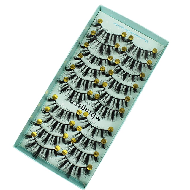 Fiudx Pestañas Glamorosas, Pestañas Postizas Largas y Rizadas, Pestañas Reutilizables En Tira Completa, Ideales Selfies En Boda, Amantes En La Belleza, Paquete En 10 Pares, Color Negro.