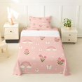 thumbnail image 2 of Manfei Cute Tulip Twin Sheets, Butterfly Rainbow Bedding, Pink, 3pcs, 1 Flat Sheet, 1 Fitted Sheet and 1 Pillowcase, 2 of 6