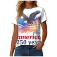thumbnail image 5 of UngA 250 Anniversary USA Shirt Women American Falg Print Short Sleeve 250th Birthday Tops 1776-2026 4th July Freedom Womens Shirt (Sky Blue,XL), 5 of 8