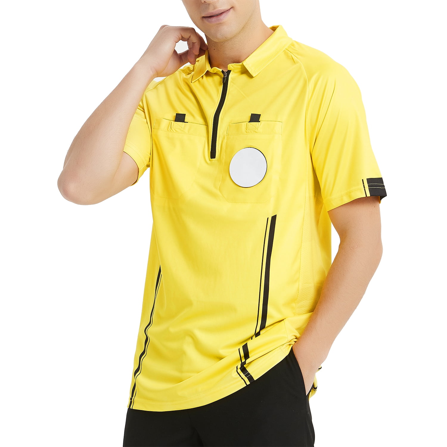 TOPTIE Men's Soccer Referee Jersey Officials Pro Short Sleeve Referee Shirts 