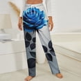 thumbnail image 3 of Blue Rose Romantic Print Winter Female Pants Flannel High Waist Women Pants Lady Warm Straight Leg Plush Trousers, 3 of 7