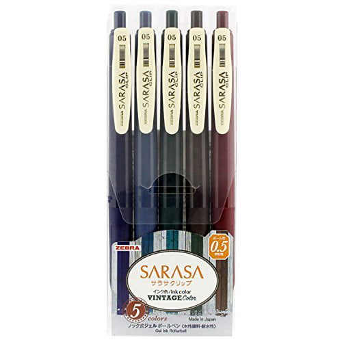 Vintage Colors Zebra Sarasa Clip 0.5 Retractable Gel Ink Pen Rubber Grip Limited Edition.