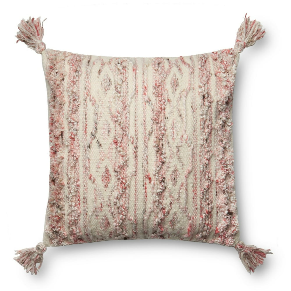 Loloi Rugs P0643 Pink/Ivory Textured Throw Pillow