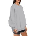 thumbnail image 3 of ORUYROP Chandails en Molleton Surdimensionnés pour Femmes Manches Longues Col Rond Chandail Décontracté Ample Couleur Unie Polaire Tops Pulls, 3 of 7