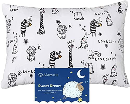 Animal Toddler Pillows with Pillowcase,Soft Organic Cotton Kids Childrens  Pillows 13X18 for Girls Boys Sleeping,Washable and Hypoallergenic,Best Kids  Gift Nursery Decorative Pillows 