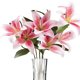 thumbnail image 1 of Paquete de 6 flores de lirio artificiales, flores de plástico artificiales, decoración de fiesta de boda en casa de lirio artificial, arreglo floral, 1 of 5