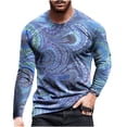 thumbnail image 2 of EQWLJWE Men's Short Sleeve Shirt Men Long Sleeve Printing Round Neck Pullover T Shirt Blouse, 2 of 3