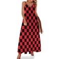 thumbnail image 1 of Vestido con estampado de cuadros en blanco y negro con contraste estético y escote en V, informal, largo, para mujer, vestido largo con estampado gráfico de moda, talla grande 5XL, 1 of 7