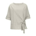 thumbnail image 5 of Young adult fashion Womens Summer Tops Short Sleeve Blouses for Women Fashion 2025 Lightweight Tshirts Women Loose fit Womens Sports Tops Pastel Beach Shirt Sunshine White Orders, 5 of 6
