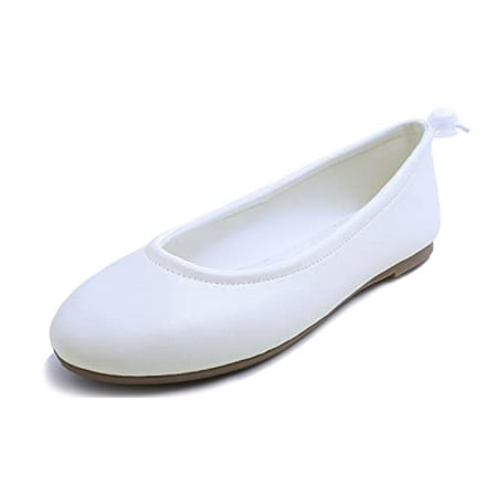 

Feversole Women s Soft Cushion Comfort Round Toe Elastic Adjustable Ballet Flats Flexible Walking Shoes White Napa Size 9 M US