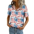 thumbnail image 2 of AHMOMEI Stars Stripes Women's Button Down Shirts Short Sleeve Women's Tops, Tees & Blouses with Pocket, 2 of 5