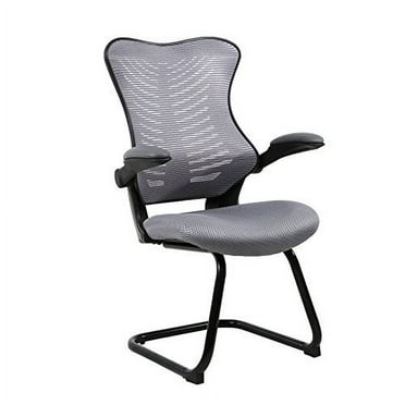 Office Factor Reception Guest Chairs with Flip Up Arms Comfortable Mesh, Ergonomic Contour, Flippable Armrests Modern Convertible Furniture for Visitors, Meeting Groups (Gray)