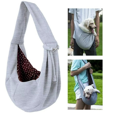 LNGOOR Hands-free Reversible Small Dog Cat Sling Carrier Bag Travel Tote Soft Comfortable Puppy Kitty Rabbit Double-sided Pouch Shoulder Carry Tote Handbag Gray
