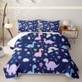 thumbnail image 2 of Erosebridal Kawaii Rinbow Dinosaur Twin Quilt Set,Cartoon Dino Cute Flowers Blossom Twin Coverlet Set For Girls,2-Piece, 2 of 7
