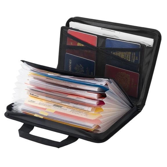 VEVOR Fireproof Document Bag, 1832 ℉ Heat Insulated Fireproof & Waterproof Bag, Portable Multi-Layer File Storage Security Organizer Home Office Travel Use, for Passports, Important Documents, Files