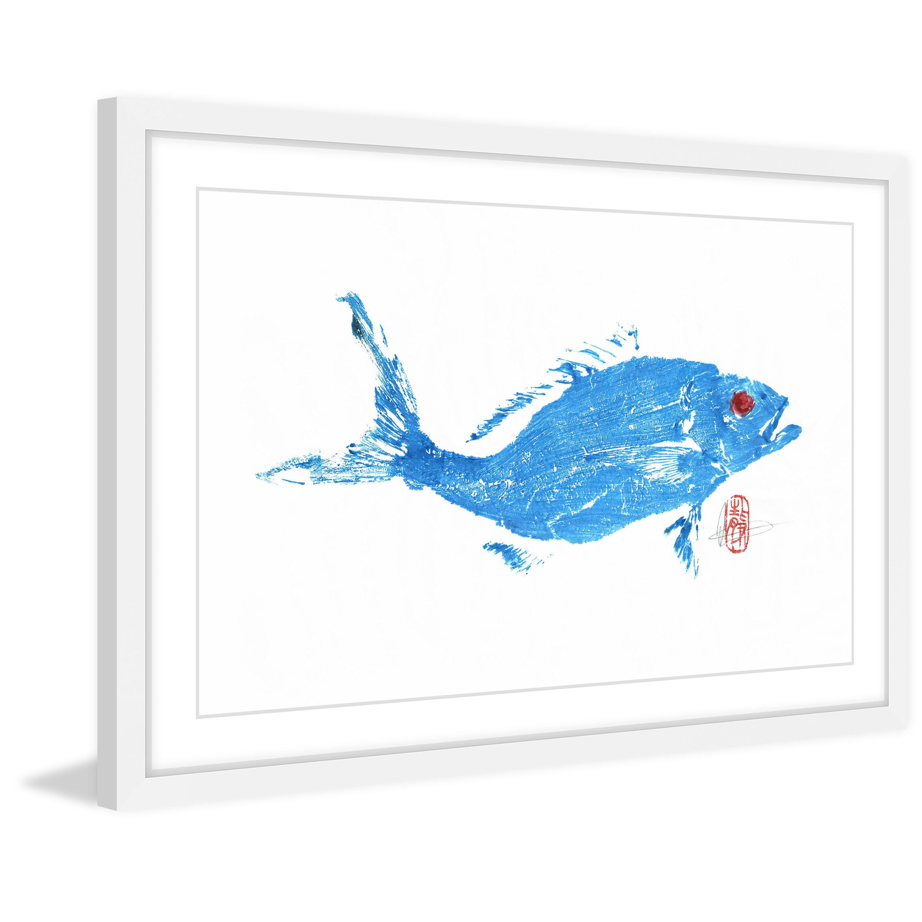 "Red Snapper in Blue" Framed Painting Print