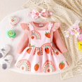 thumbnail image 4 of CAICJ98 Baby Girl Clothes Fall Winter Outfit Long Sleeve Ruffle Romper Cute Print Skirt Bow Headband 3 Pcs Set,Size 3-6 Months, 4 of 7