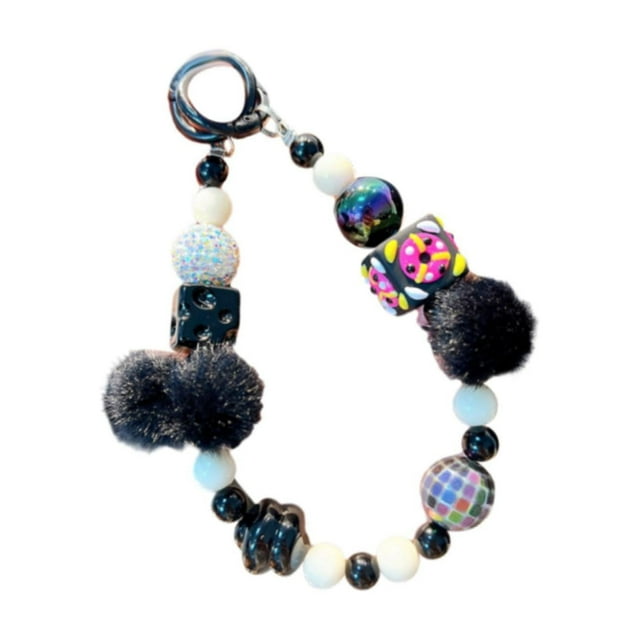Accesorio para bolso, mochila, colgante para teléfono, hecho a mano negro