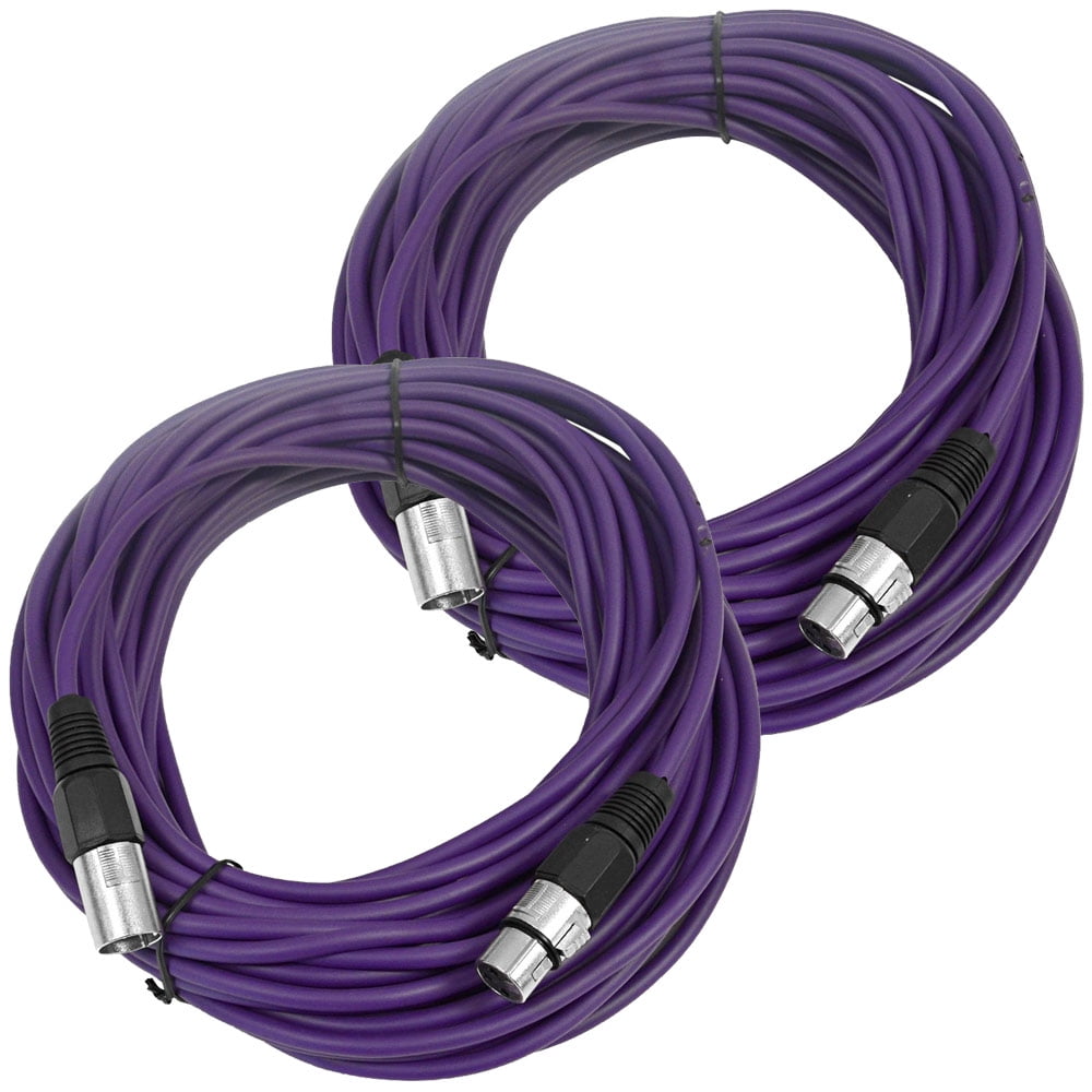 Seismic Audio Pair of Purple 50' XLR Male to Female Microphone Patch