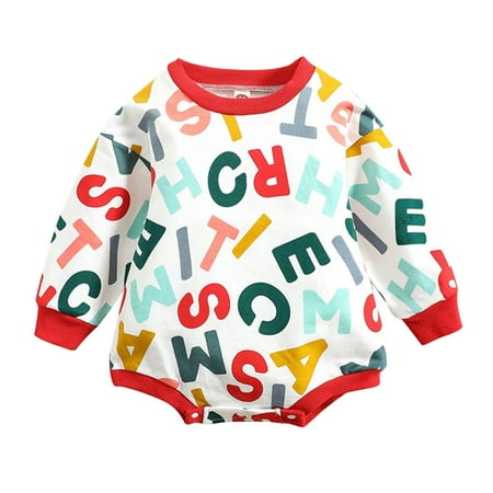 

TAIAOJING Baby Boy s Romper Jumpsuit Girls Boys Letter Autumn Long Sleeve Sweatshirt Romper Bodysuit Clothes 12-18 Months
