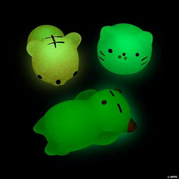 Glow-in-the-Dark Mochi Squishies, Birthday, Toys, 12 Pieces