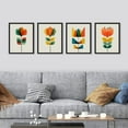thumbnail image 2 of PixonSign Framed Wall Art Mid-Century Modern Botanical Flower Garden Prints, Set of 4 Abstract Geometric Floral Wall Decor, Multicolor Nature Botanical Wall Décor for Office, Bedroom - 11"x14" Black, 2 of 5