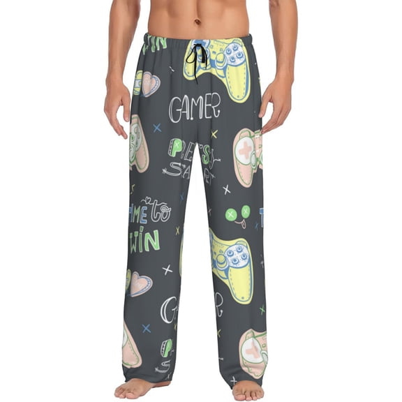 Vsdgher Gamers Print Mens Pajama Pants Sleep & Lounge Pants, PJ Bottoms With elastic waistb and Pockets