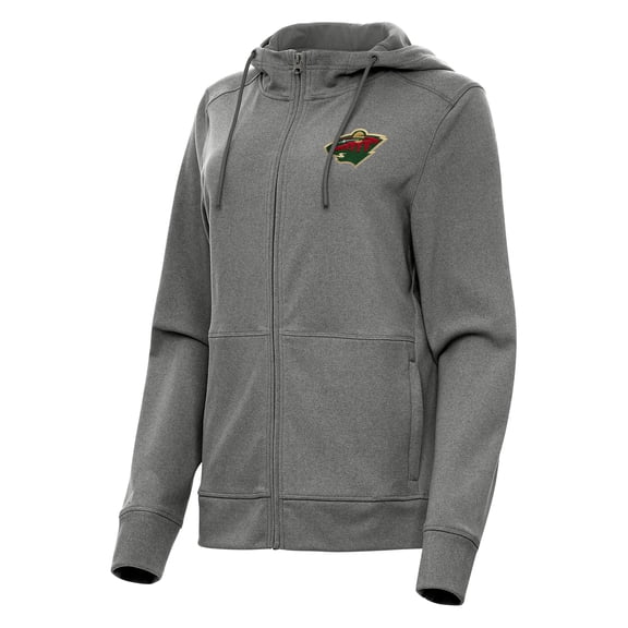 Women's Antigua  Heather Black Minnesota Wild Seeker Full-Zip Hoodie