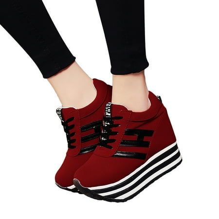 

nsendm All Sneakers for Women Size 7 Bottom Sport High-top Fashion Women s Thick Canvas Womens Sneaker Socks Cotton Red 7