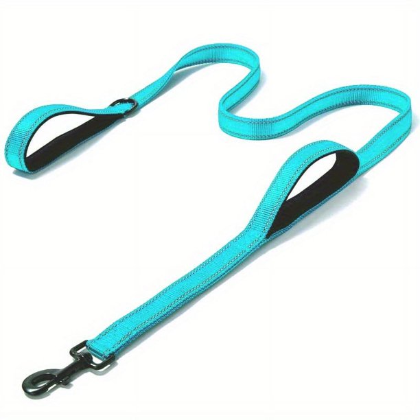 Heavy-Duty Nylon Dog Leash with Double Handles & Padded Grip for Training