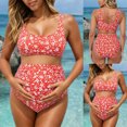 thumbnail image 2 of Gyujnb Maternity Two Piece Bikini Set Floral Print High Waist Square Neck Pregnancy Bathing Suit,L, 2 of 8
