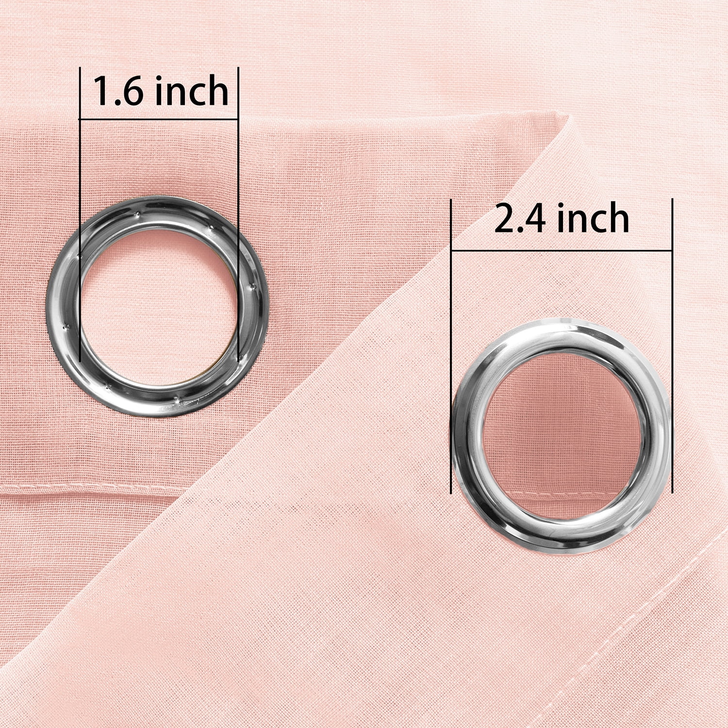 XWZO Pink Sheer Curtains 2 Panels for Girls Room, Faux Linen Semi Voile Gradient Grommet Curtains for Bedroom, Modern Living Room Window Curtain Panels, 52 x 84 Inch, Blush