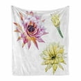 thumbnail image 1 of Cactus Soft Flannel Fleece Throw Blanket, Vector Image Watercolored Cactus Flowers Vividly Colored Desert Nature Print, Cozy Plush for Indoor and Outdoor Use, 50" x 70", Pink and White, by Ambesonne, 1 of 6