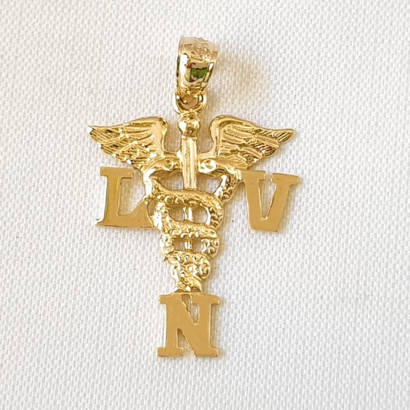 14K Yellow Gold LVN Licensed Vocational Nurse Pendant