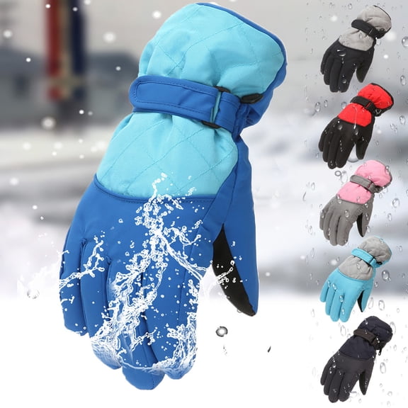Wutalume Kids Waterproof Ski Gloves Winter Non-Slip Warm Gloves for Boys and Girls, Windproof Cold Weather Cycling and Snow Play,Black L