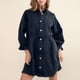 thumbnail image 5 of Vestido Vestido de blusas con cuello de solapa, traje holgado de calle con manga acampanada Simple para mujer Ygjytge Negro T S para Mujer, 5 of 9