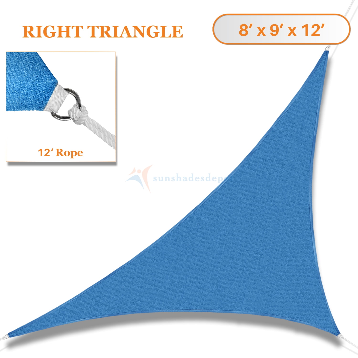 Sunshades Depot 8' x 9' x 12' Sun Shade Sail Right Triangle Permeable