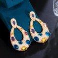 thumbnail image 2 of Dainty Multi Color CZ Drop Big Long Dangle Earrings for Women Party Jewelry Gift, 2 of 9