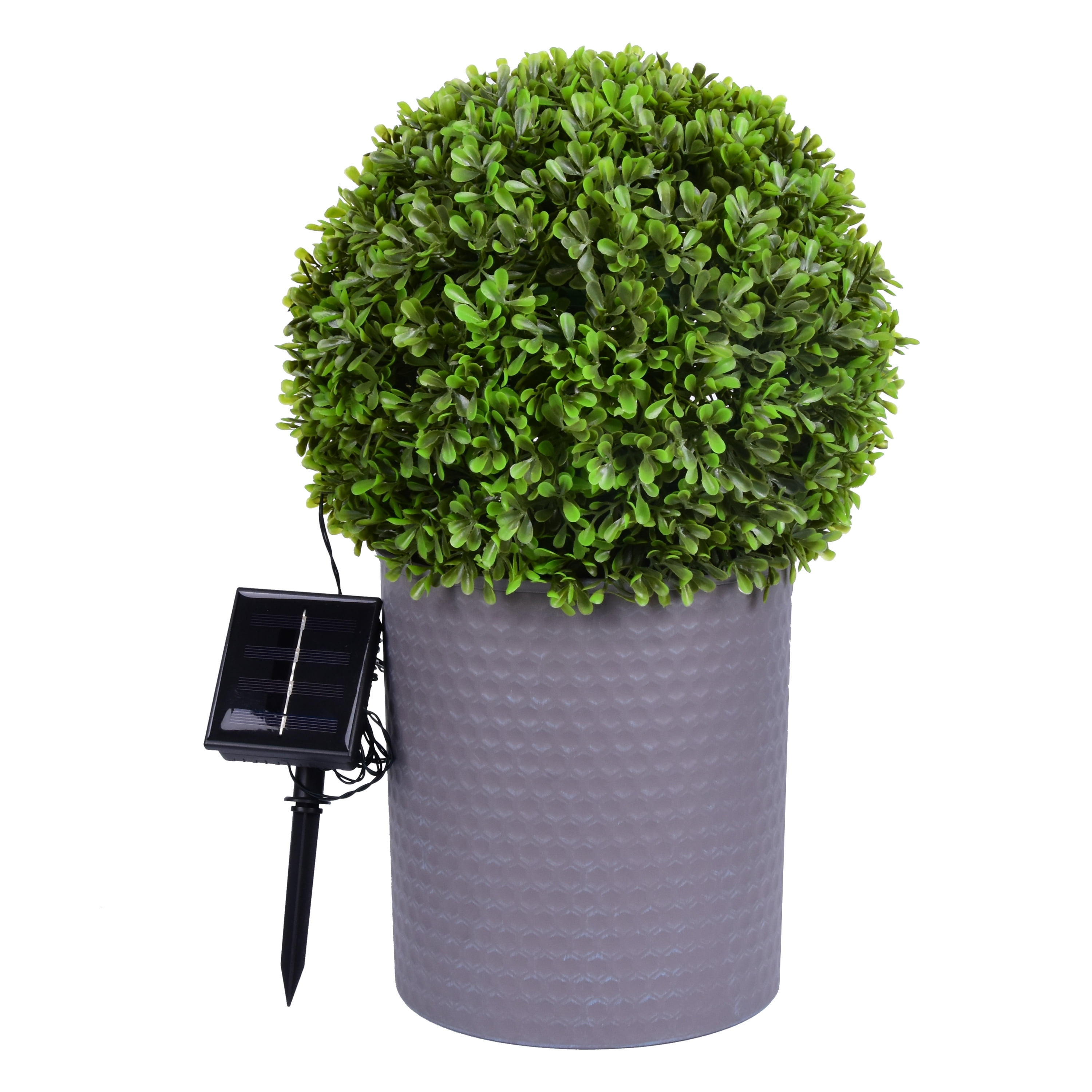 Better Homes & Gardens Topiary Outdoor Round Decor with Solar Powered Warm White LED Lights Murraya Exotic PE 11.5x11.5x17.9 inch