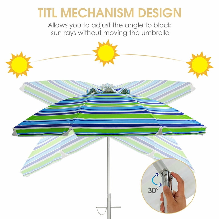 Costway 6.5 Ft Patio Beach Umbrella, Turquoise photo 6
