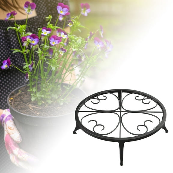 2025 New Black Metal Stand, Heavy Duty Holder Outdoor Indoor, Round Wrought Iron Flower Planter Pot Stand, Corner Gardening Pumpkin Stand, 9.05Inches