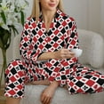 thumbnail image 4 of Salouo Playing Cards Pattern Women's Pajamas Set Long Sleeve Button Down Sleepwear Soft Pj Lounge Sets for women 2 Piece Pjs Set with Long Pants -XX-Large, 4 of 8